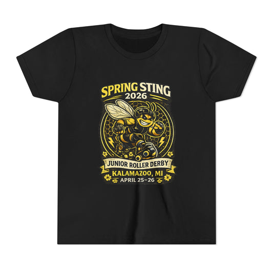 Youth Tee — Spring Sting 2026 Junior Roller Derby Kalamazoo (April 25–26)