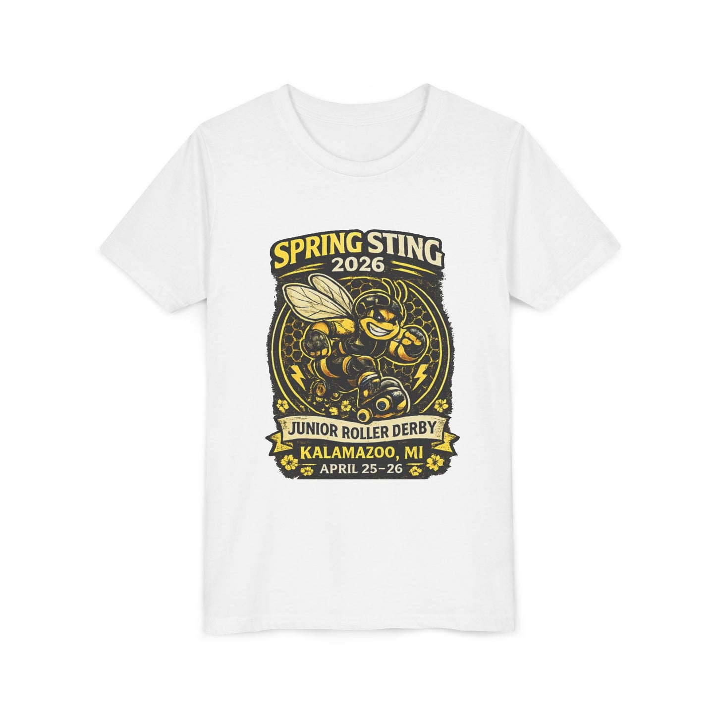 Youth Tee — Spring Sting 2026 Junior Roller Derby Kalamazoo (April 25–26)