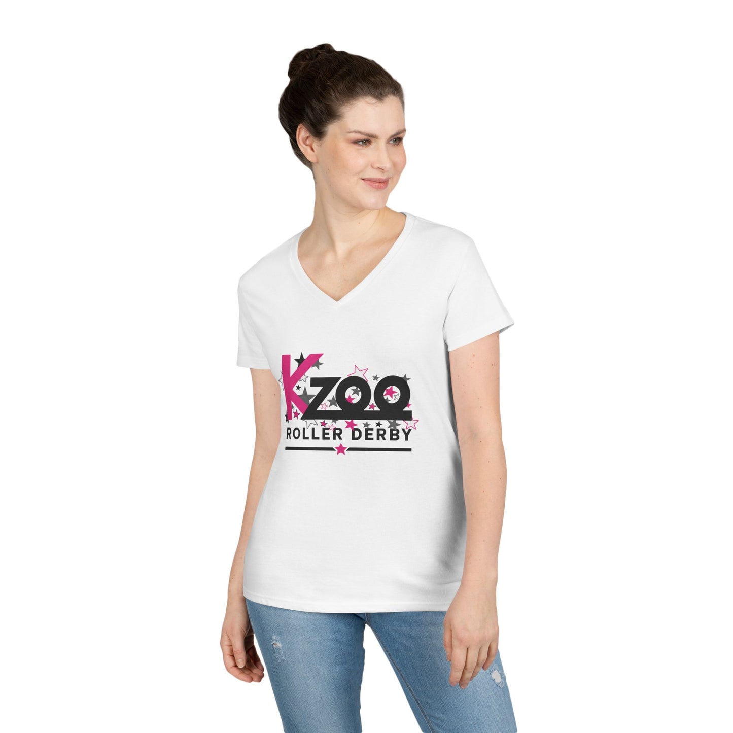 Kzoo Roller Derby Women's V-Neck T-Shirt — Kalamazoo Roller Derby Fan Tee