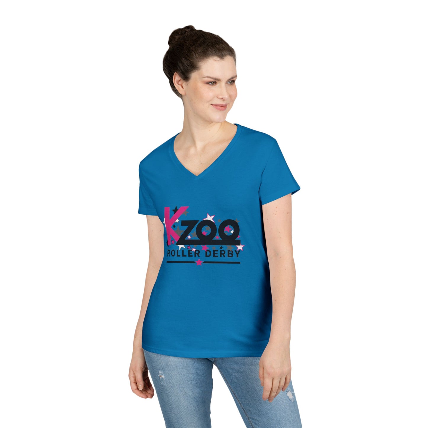 Kzoo Roller Derby Women's V-Neck T-Shirt — Kalamazoo Roller Derby Fan Tee