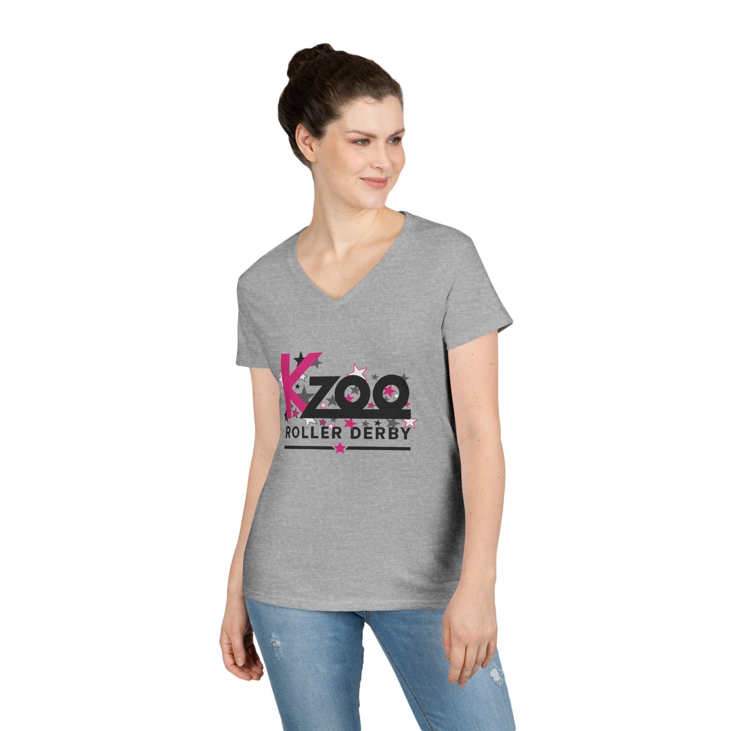 Kzoo Roller Derby Women's V-Neck T-Shirt — Kalamazoo Roller Derby Fan Tee