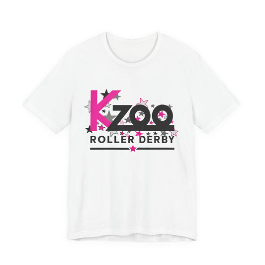 KZoo Roller Derby T-Shirt — Pink & Black Star Logo Tee