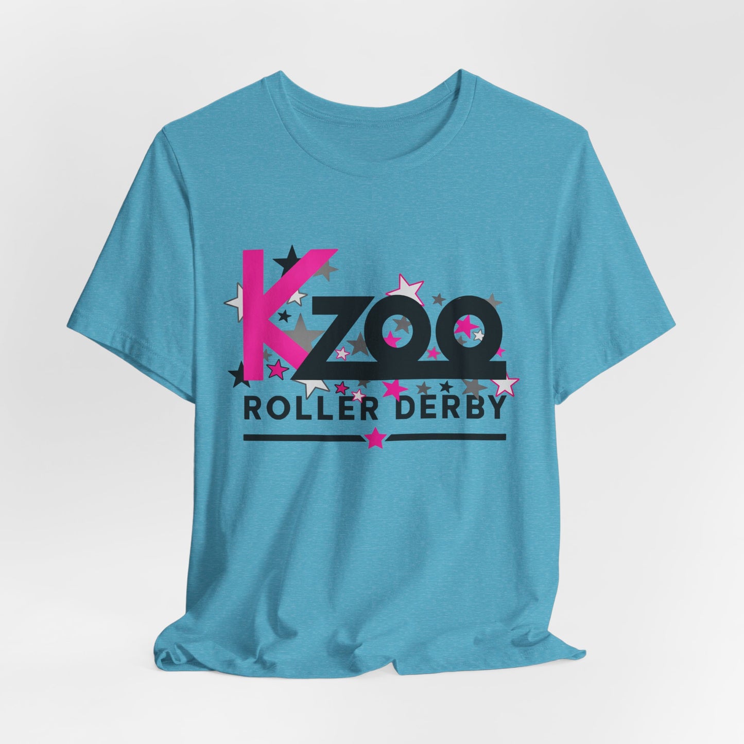 KZoo Roller Derby T-Shirt — Pink & Black Star Logo Tee