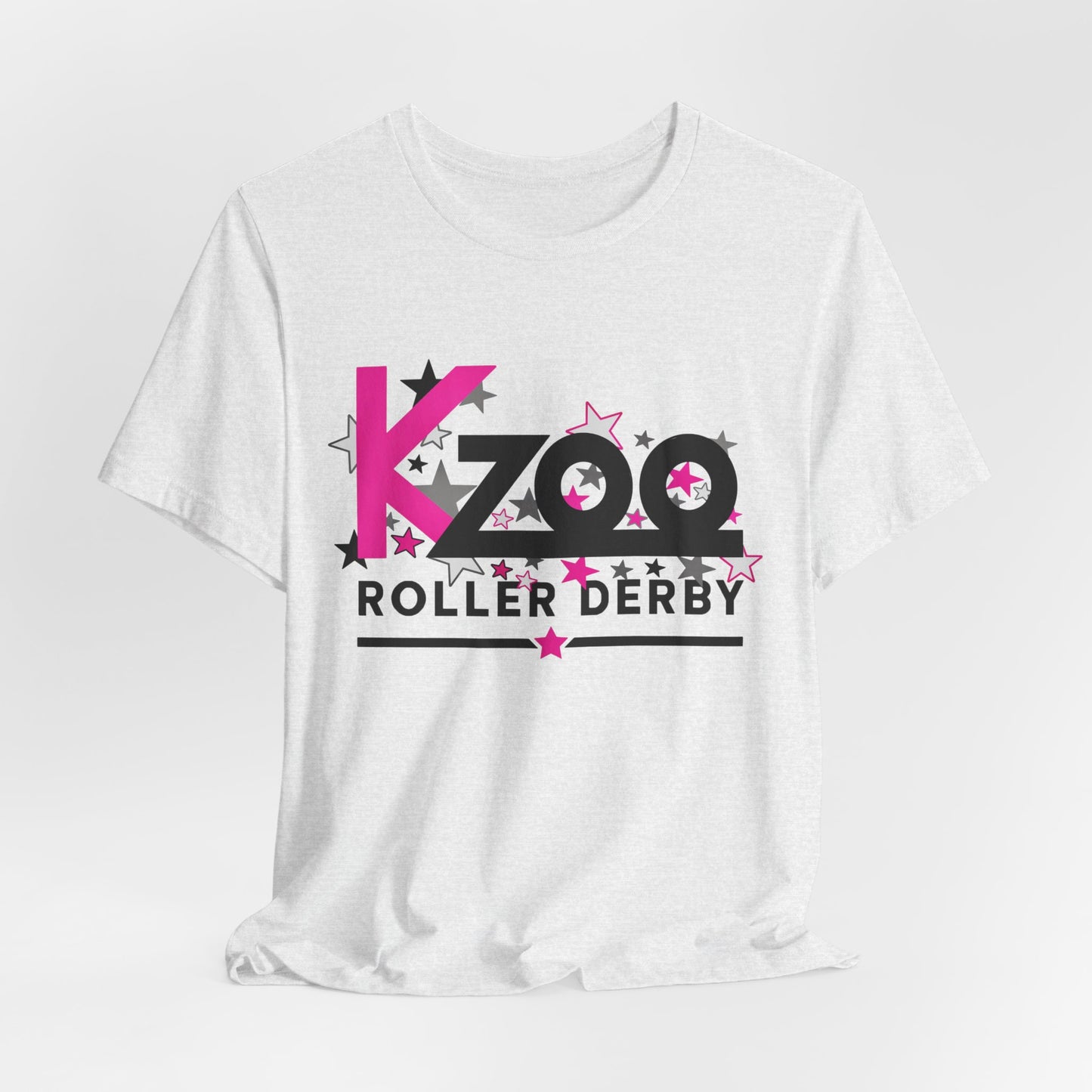 KZoo Roller Derby T-Shirt — Pink & Black Star Logo Tee